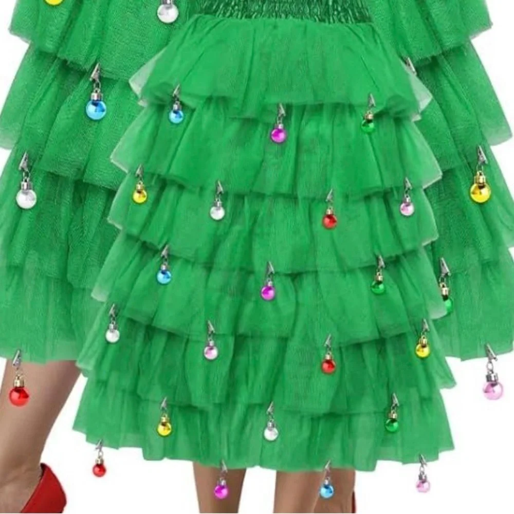 Festive Green Layered Skirt